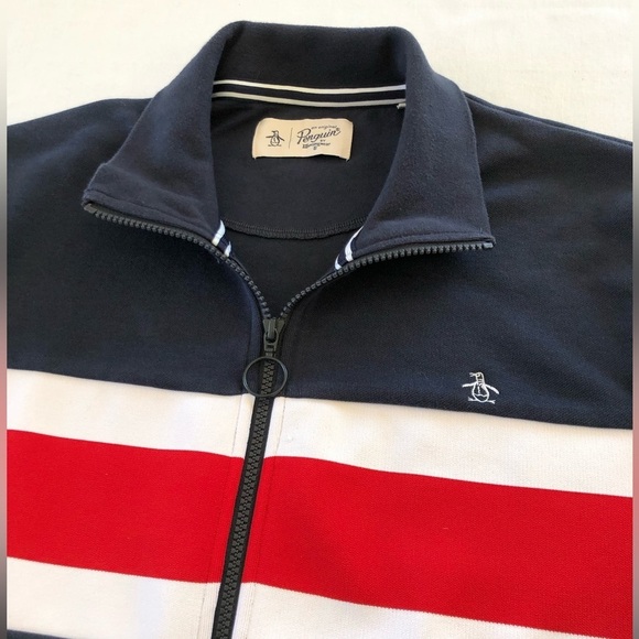 Original Penguin Retro 90’s Block Panel Track Suit Coat. Full Zip Up. Shacket - Picture 2 of 9